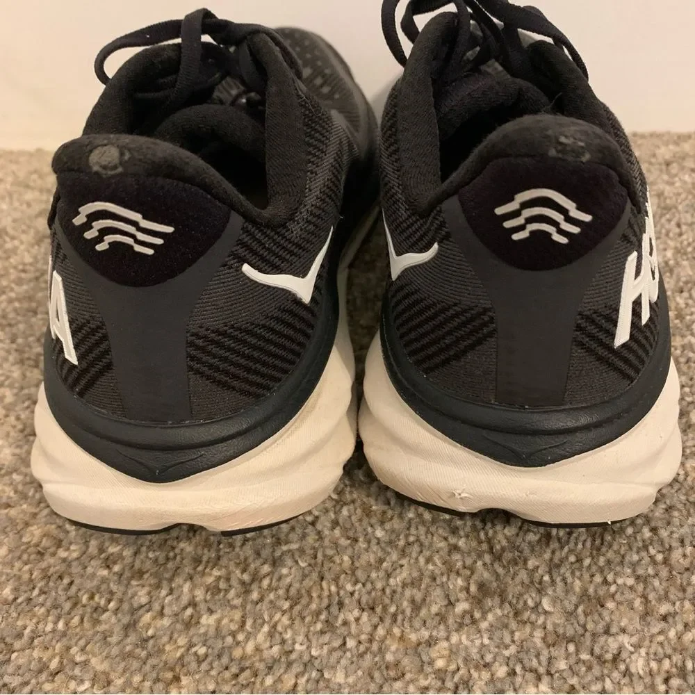 HOKA one one Clifton 9 running sneakers black white 11B woman’s unisex walking - Picture 13 of 13